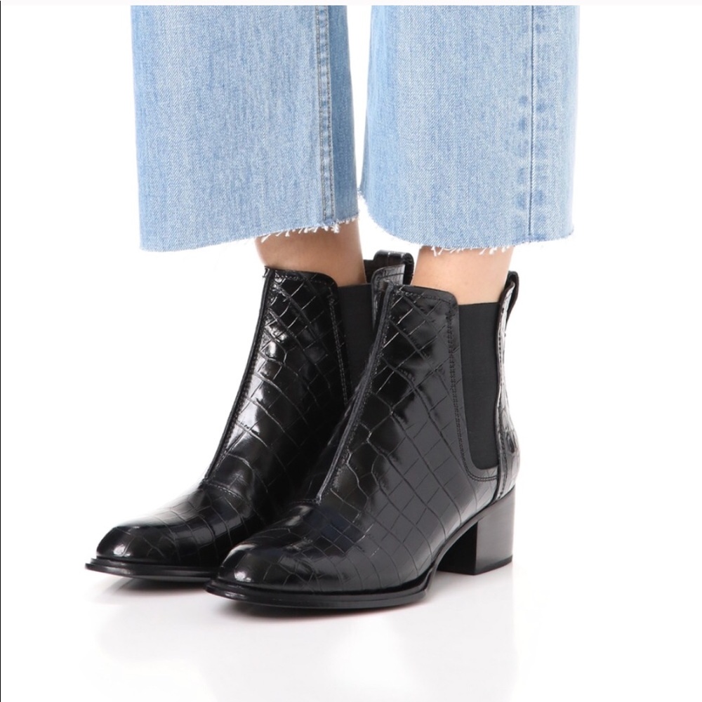 Rag & Bone Walker II Black crocodile Chelsea boots